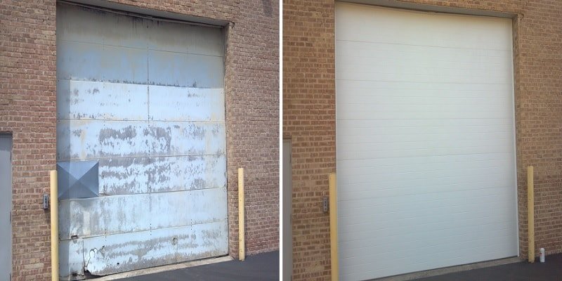 commercial garage door installation before and after